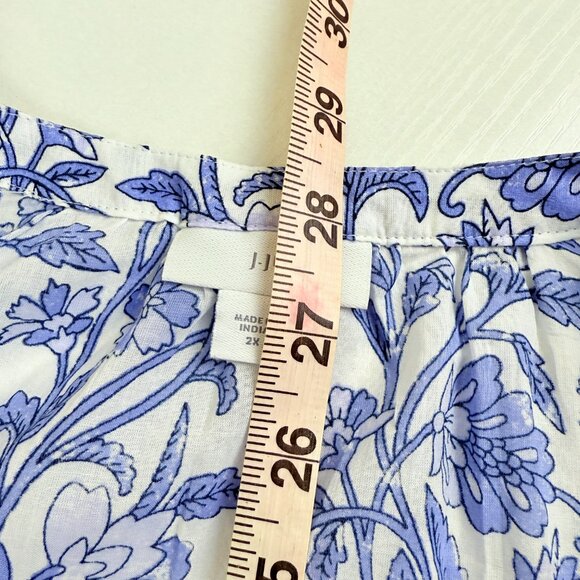 J.Jill Blue Floral Cotton Pintuck Popover 2X - Picture 9 of 9